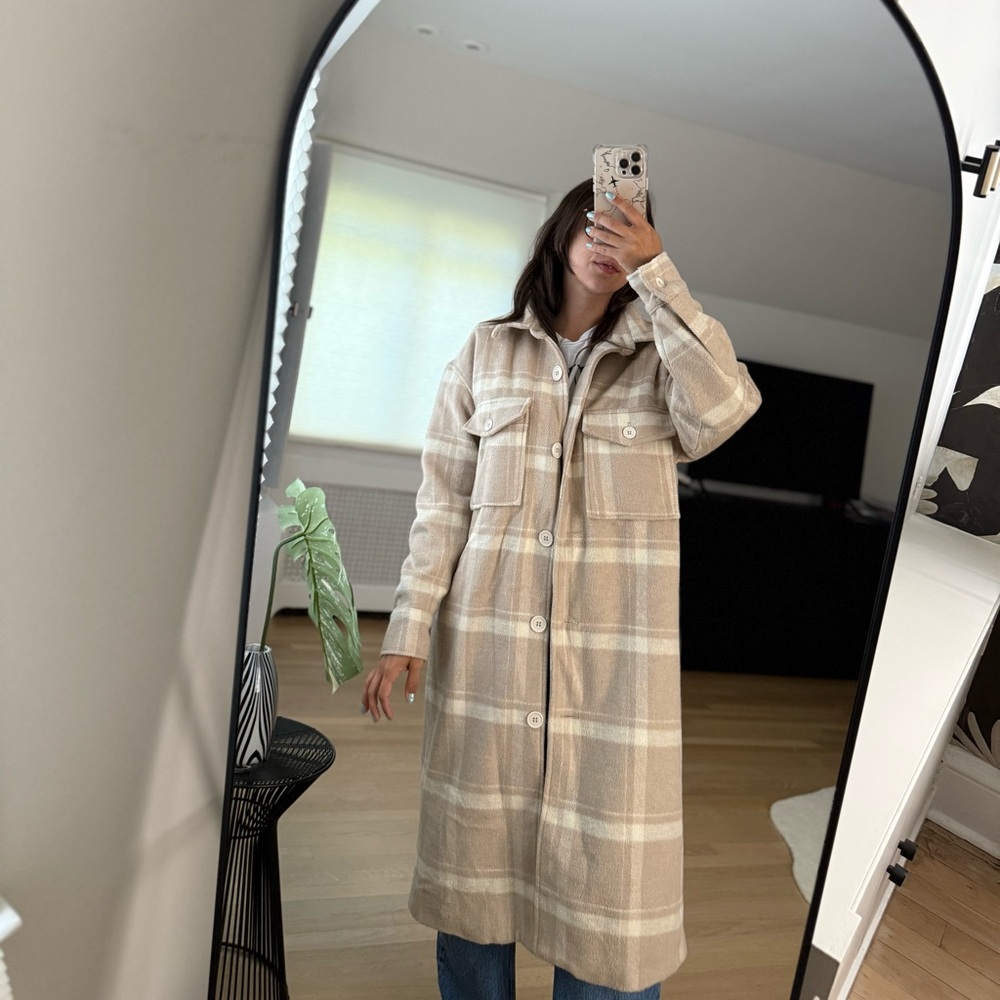 Forever 21 Plaid Long Coat